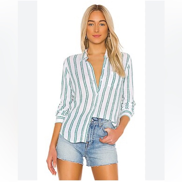 Rails Charli Striped Linen Blend Shirt - Picture 2 of 7